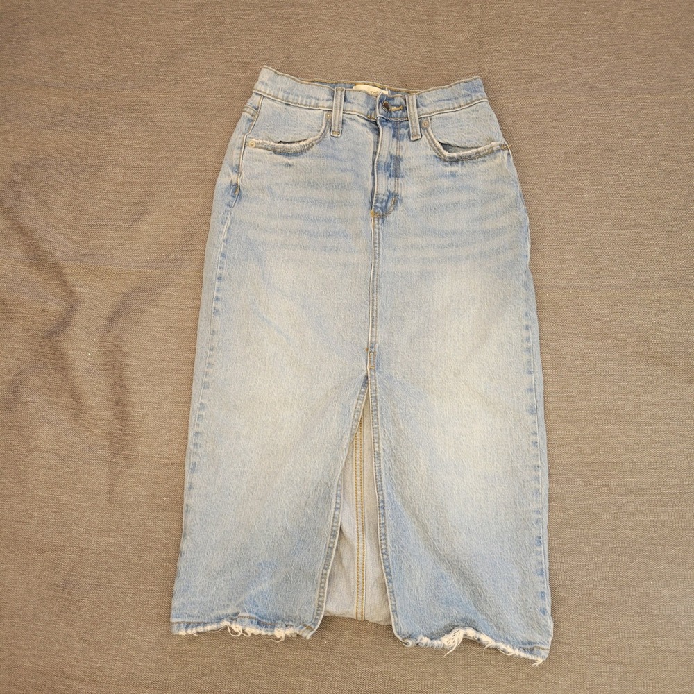 Universal Thread Womens Denim Midi Skirt Light Wash High Rise Front Slit Size 0